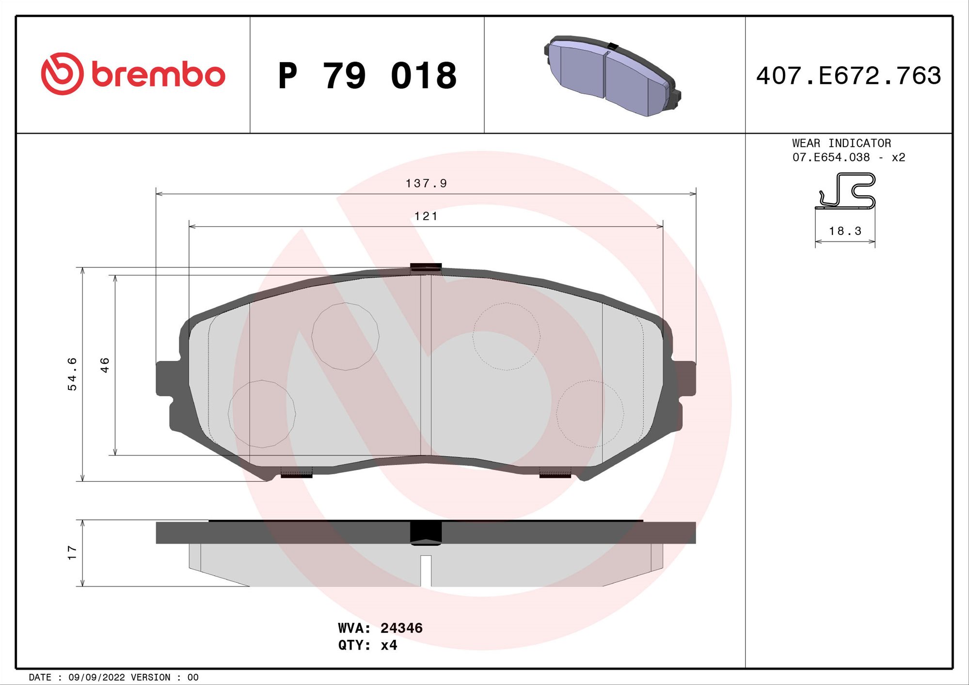 BREMBO Sada brzdových doštičiek P 79 018