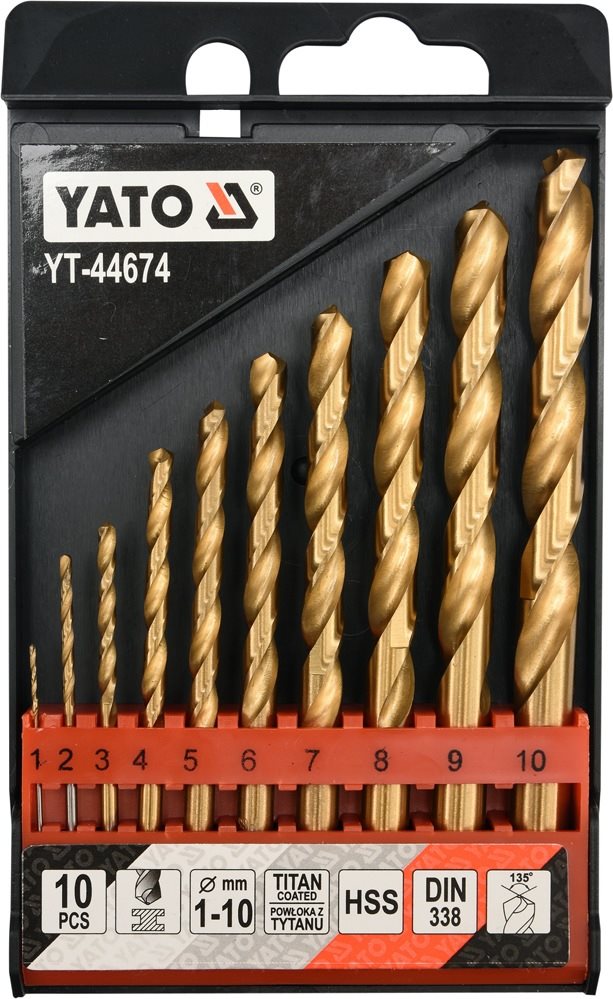 YATO Sada vrtákov do železa HSS-TiN 10 ks 1–10 mm