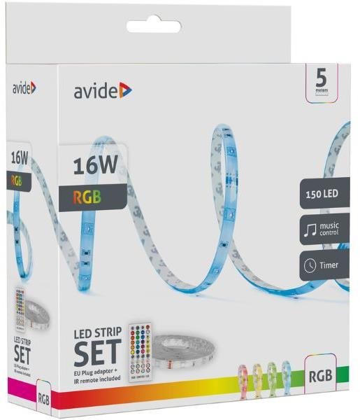 AVIDE Sada LED pásik 3,2 W/m, RGB, so zdrojom 5 m