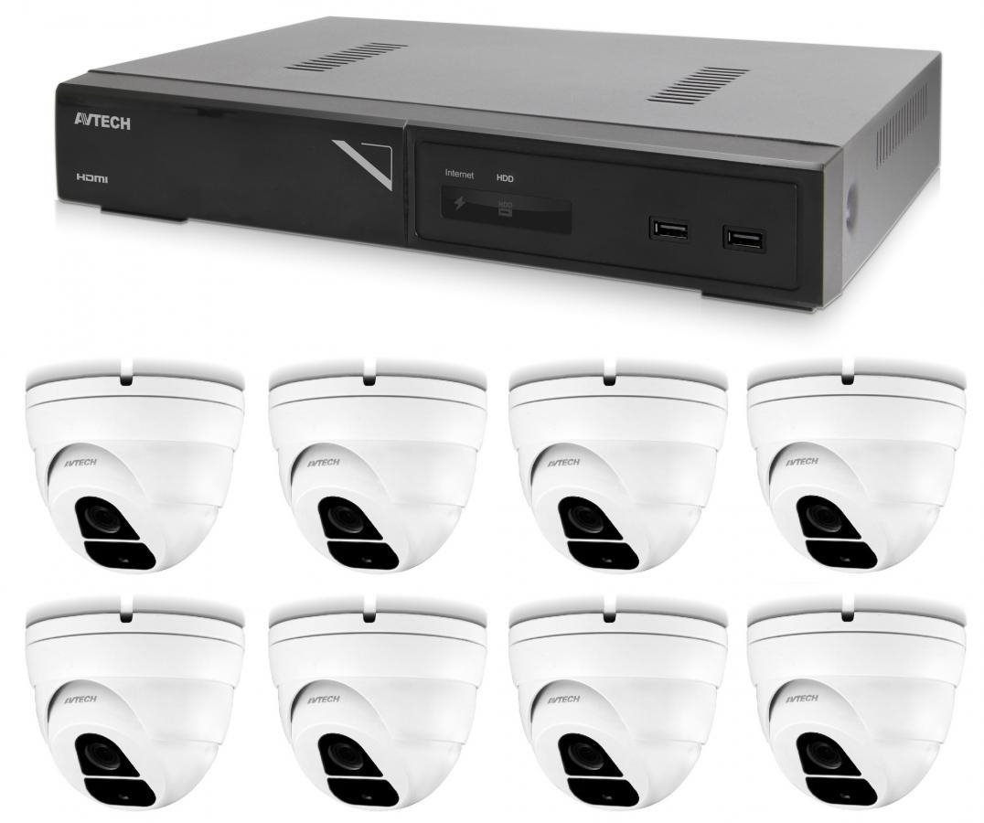AVTECH kamerový systém 1× NVR AVH1109 a 8× 2MPX IP Dome kamera DGM2203SVSE