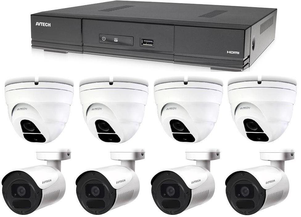 AVTECH Kamerový systém – 1× DVR DGD1009AV, 4× 5 MPX Dome DGC5205TSE, 4× 5 MPX Bullet DGC5105TS, 4× zdroj