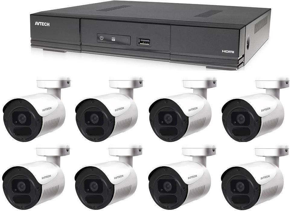 AVTECH Kamerový systém – 1× DVR DGD1009AV, 8× 5 MPX Bullet kamera DGC5105TS, 4× napajecí zdroj