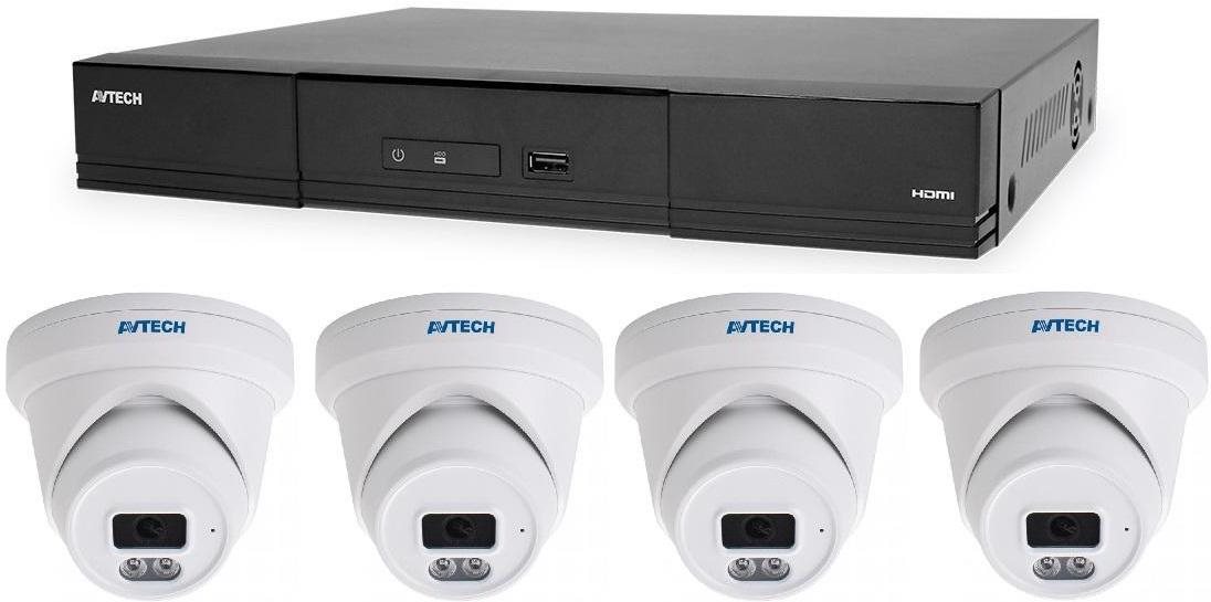 AVTECH Kamerový systém – 1× NVR AVH2109AX, 4× 5 MPX IP Dome kamera DGM5206SVAT, 4× kábel UTP