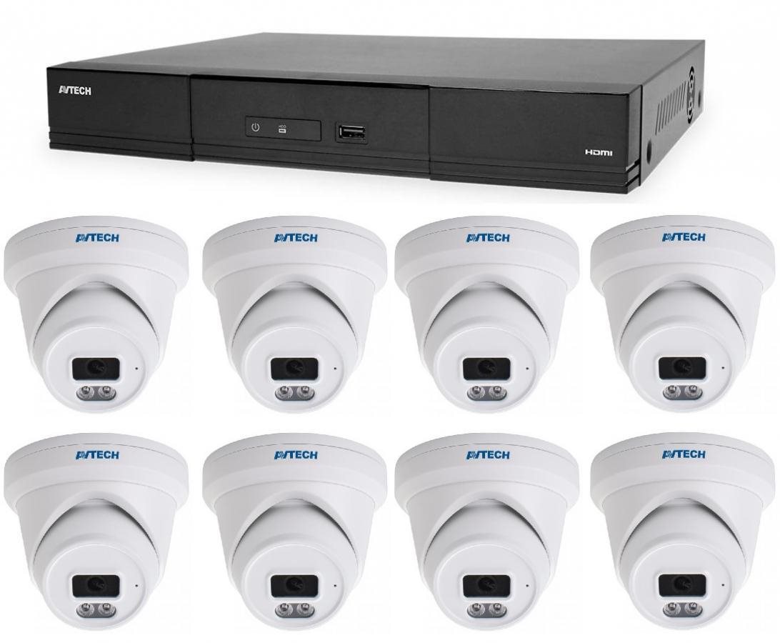 AVTECH Kamerový systém – 1× NVR AVH2109AX, 8× 5 MPX IP Dome kamera DGM5206SVAT, 8× kábel UTP
