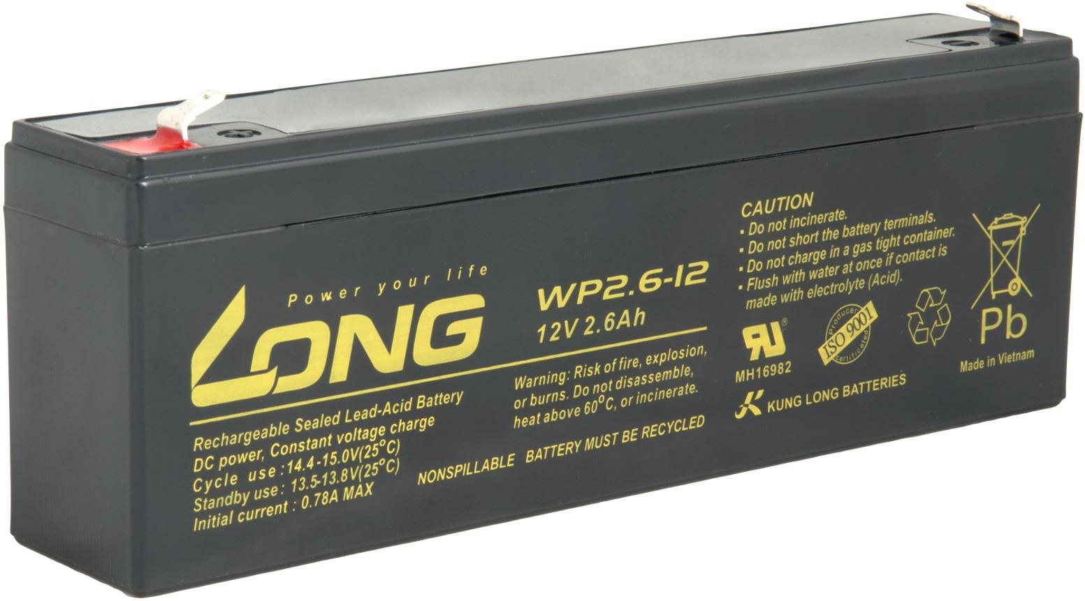 Long batéria 12 V 2,6 Ah F1 (WP2.6-12)