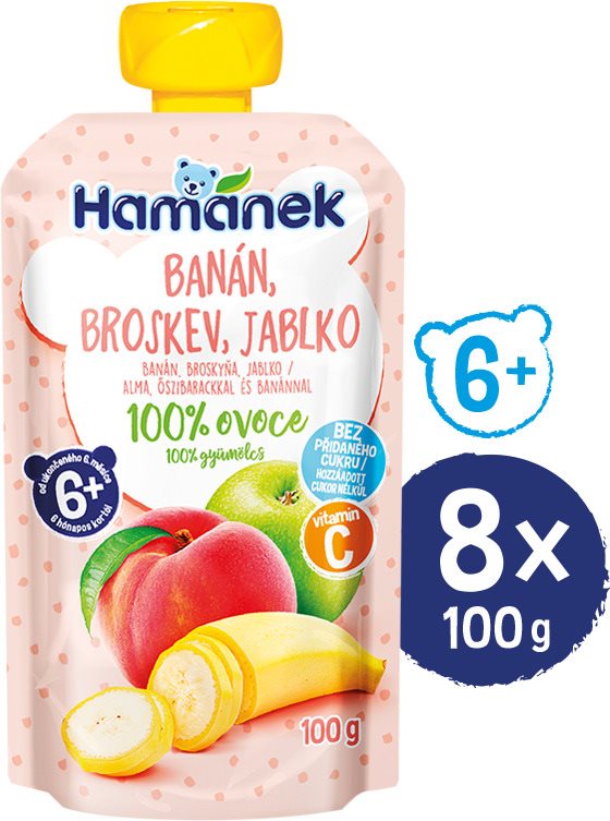 HAMÁNEK Broskyňa a banán 8× 100 g