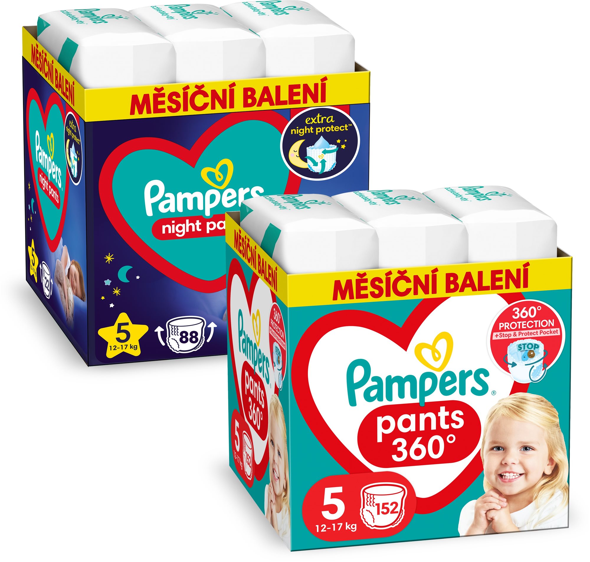 PAMPERS Pants veľ. 5 (152 ks) + Night Pants veľ. 5 (88 ks)