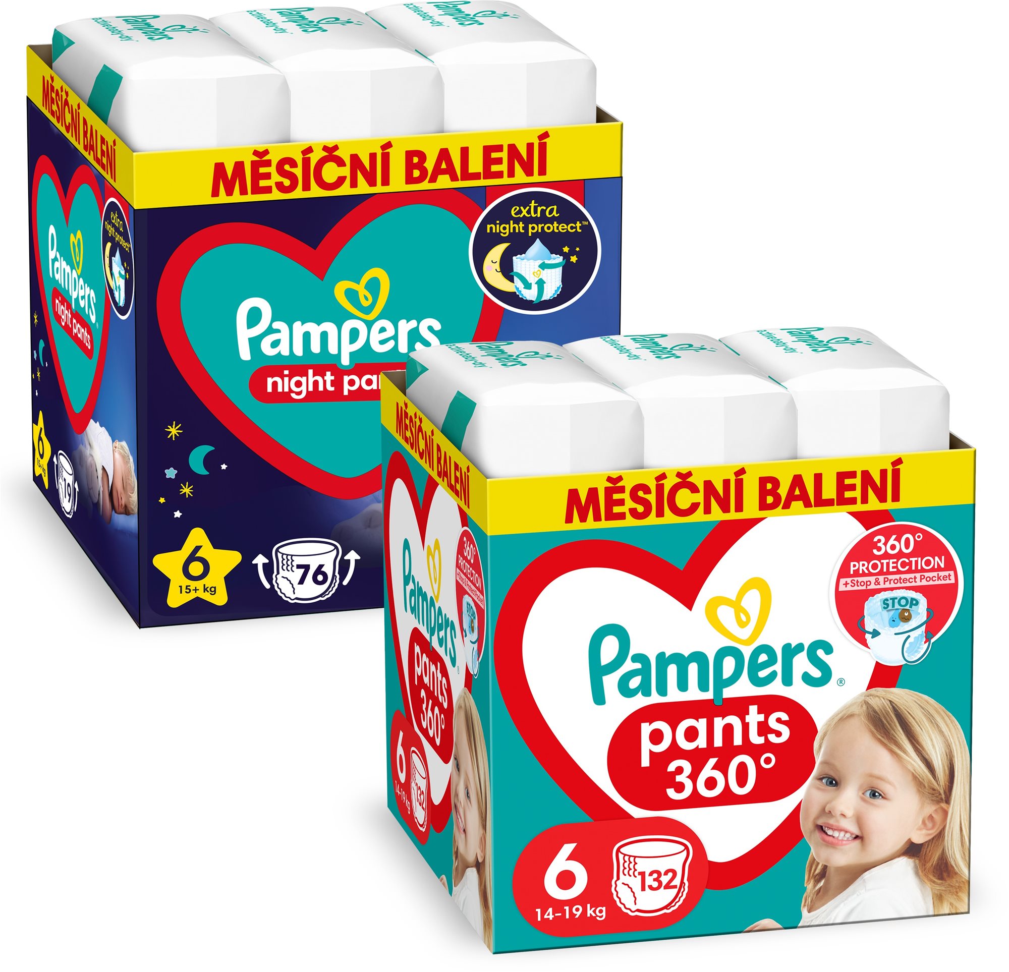 PAMPERS Pants veľ. 6 (132 ks) + Night Pants veľ. 6 (76 ks)