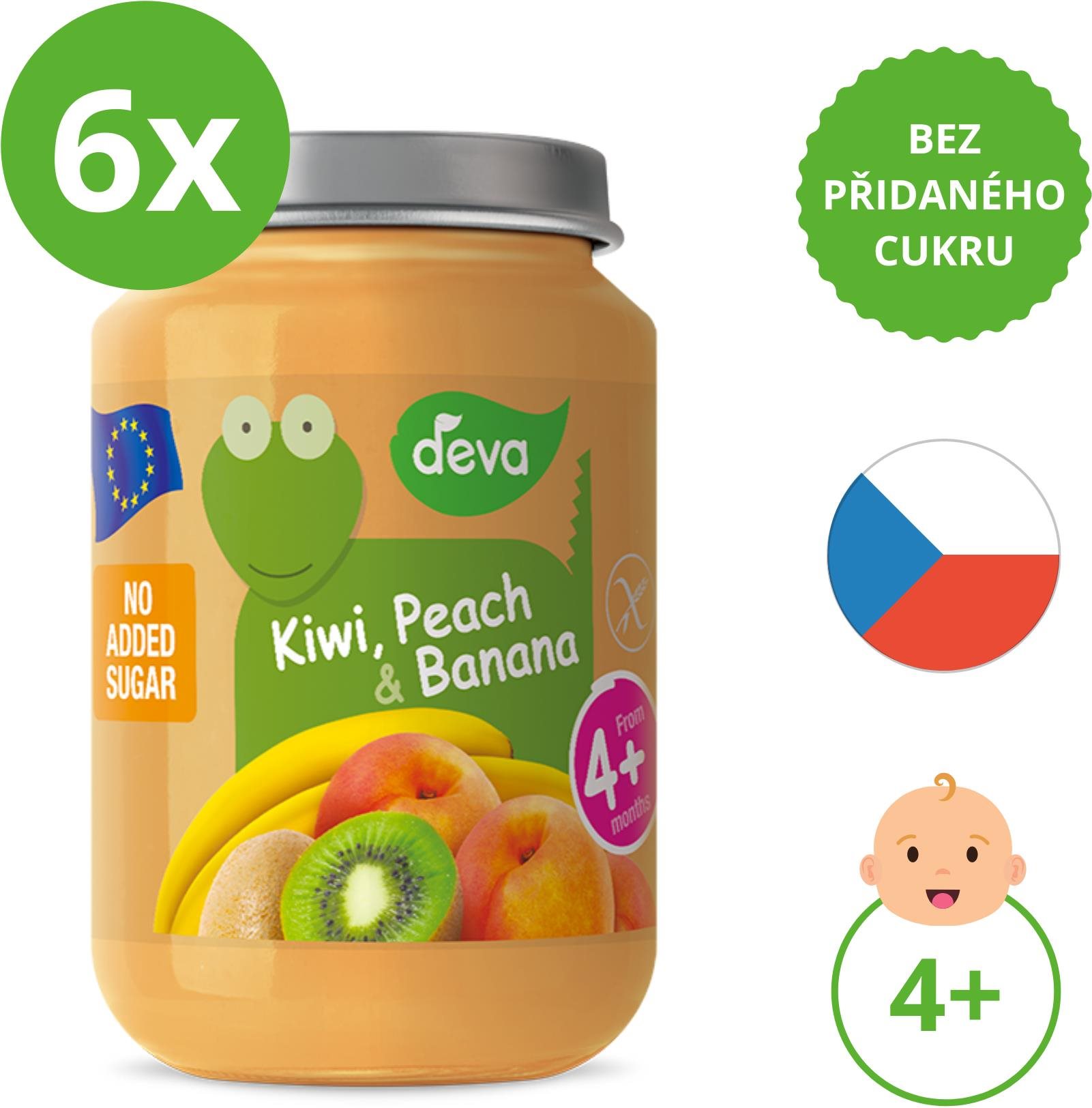 DEVA kivi, broskyňa, banán 6× 200 g