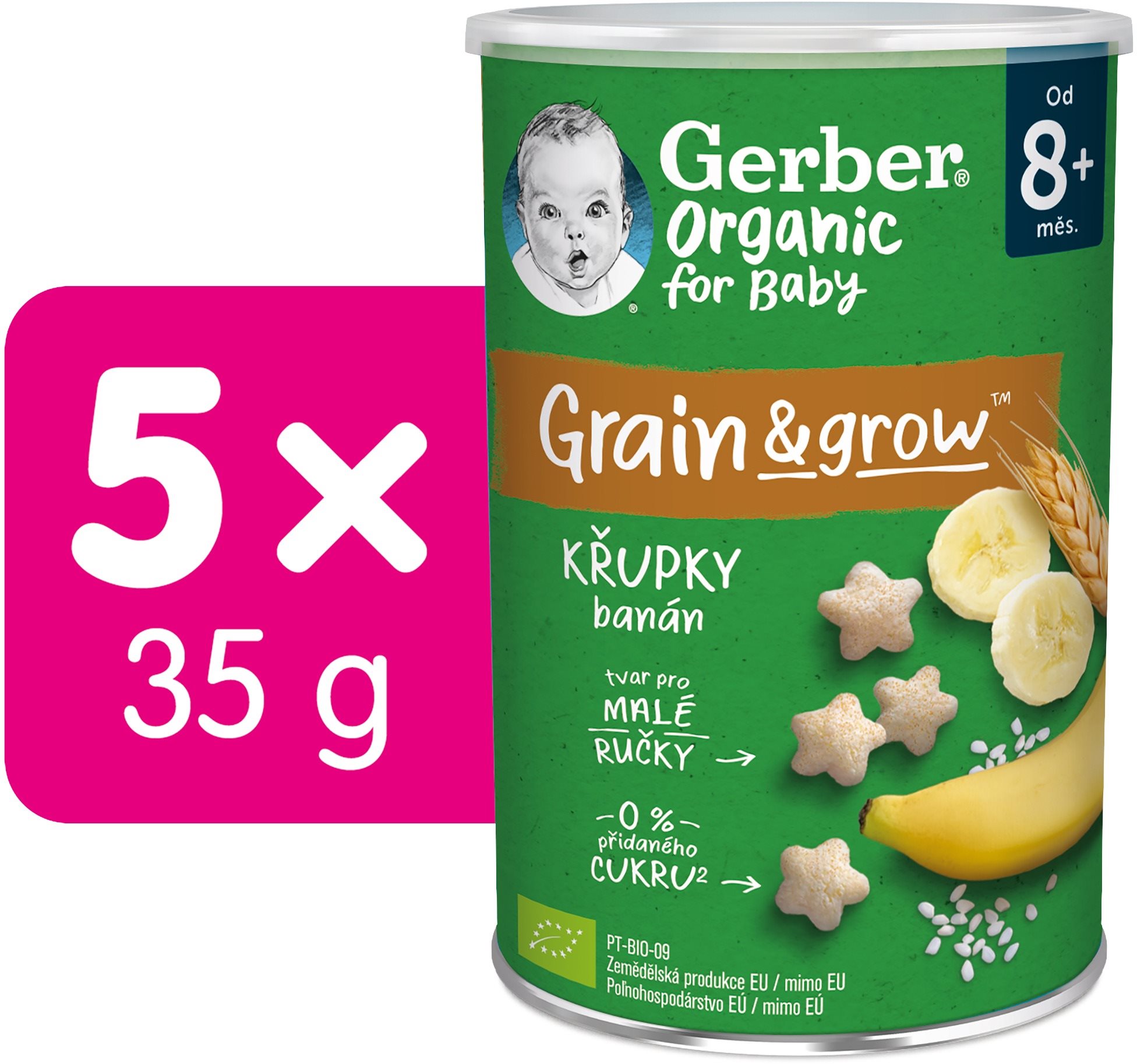 GERBER Organic chrumky banánové 5× 35 g