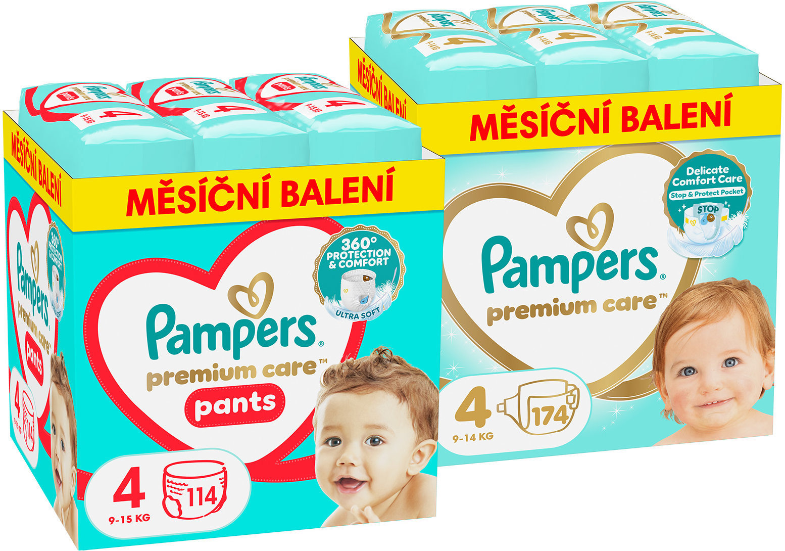 PAMPERS Premium Care veľ. 4 (174 ks) + Premium Care Pants veľ. 4 (114 ks)