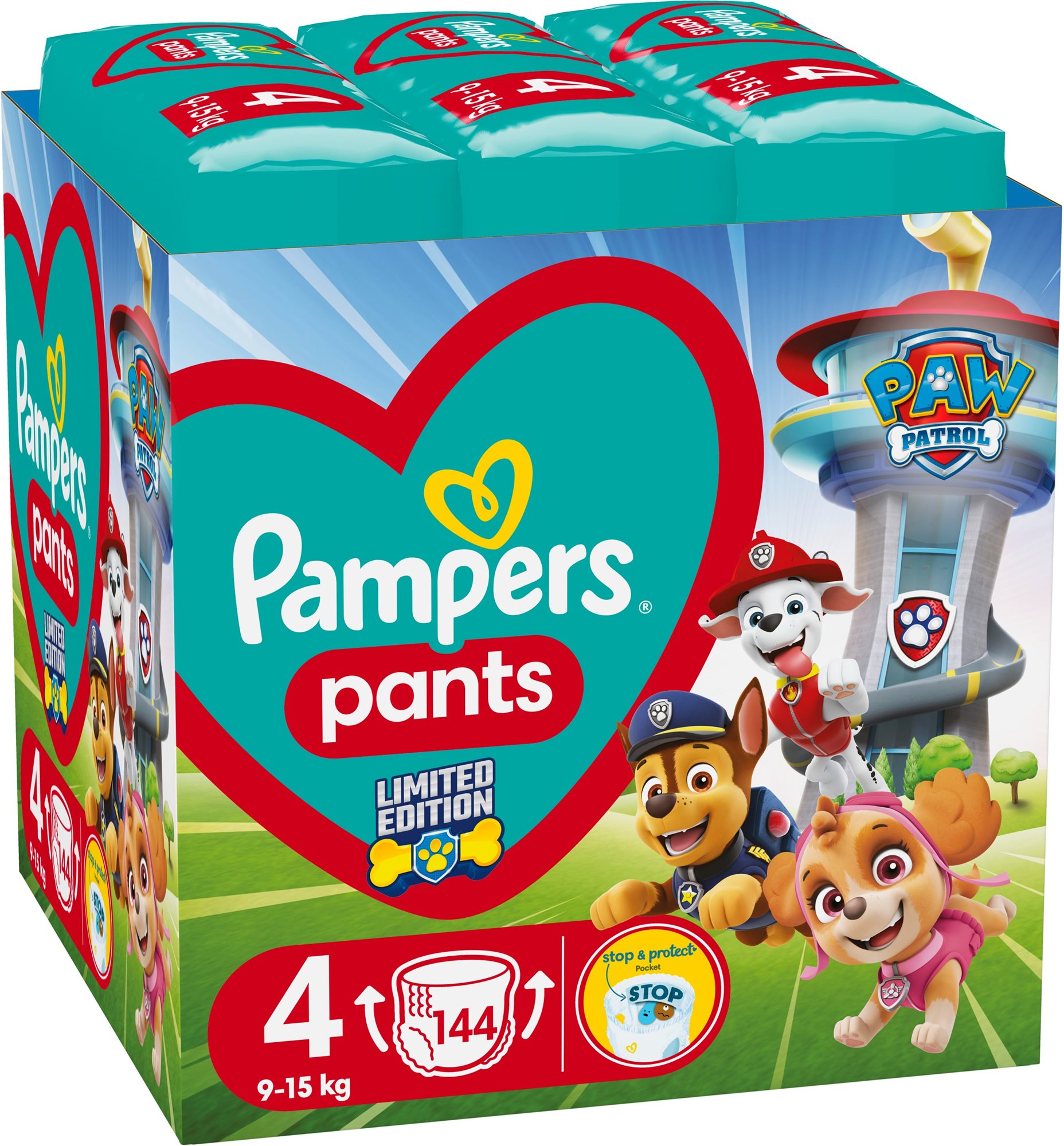 PAMPERS Active Baby Pants Paw Patrol veľkosť 4 (144 ks)