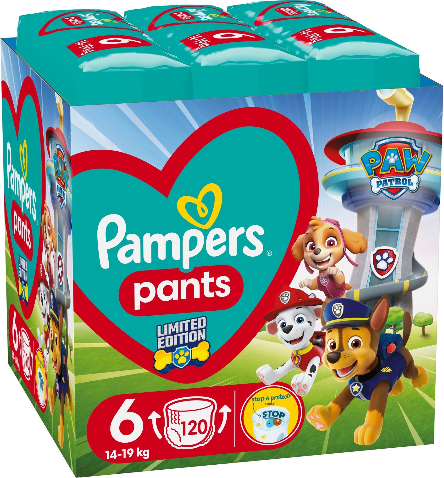 PAMPERS Active Baby Pants Paw Patrol veľkosť 6 (120 ks)