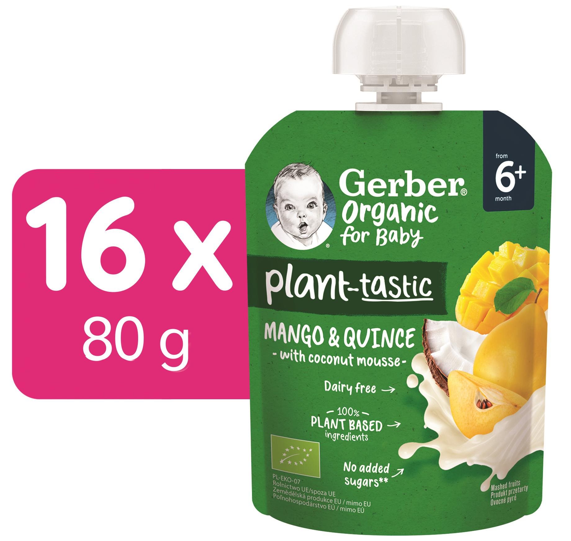 GERBER Organic kapsička mango a dule s kokosovým mliekom 16× 80 g