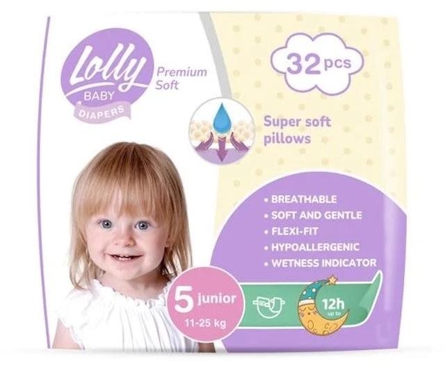 LOLLY BABY Premium soft Junior veľkosť 5 (32 ks)