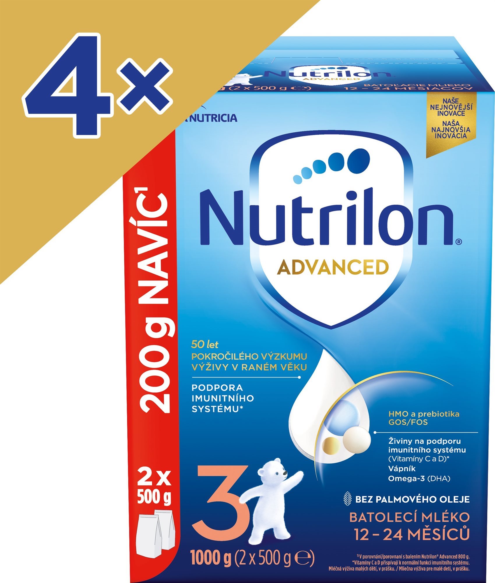 Nutrilon 3 Advanced dojčenské mlieko 4× 1 kg, 12+
