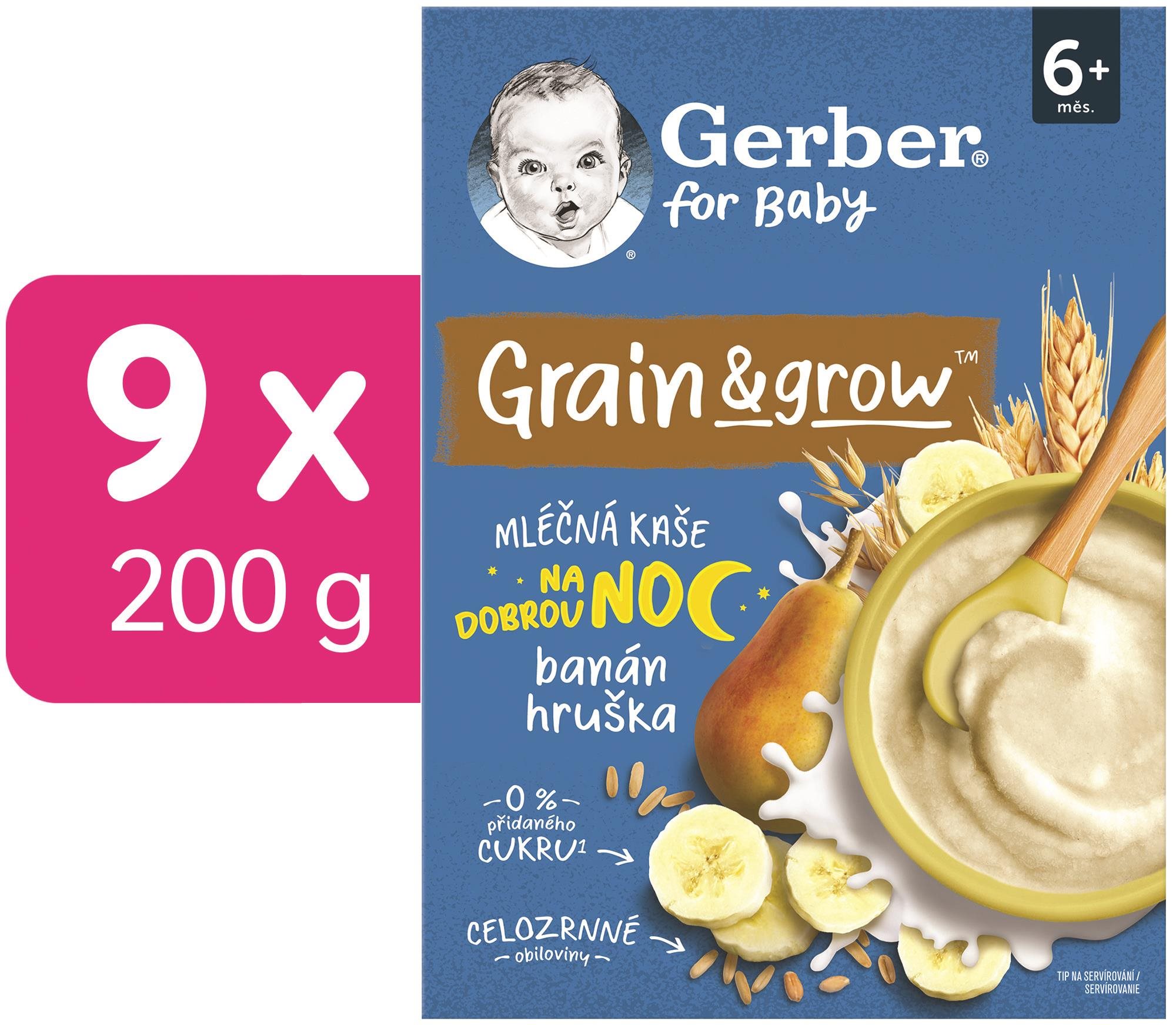 GERBER mliečna kaša pšenično-ovsená banán a hruška 9× 200 g