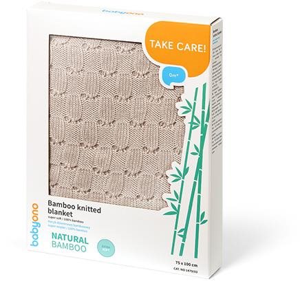 BabyOno Detská bambusová pletená deka 75 × 100 cm, běžová
