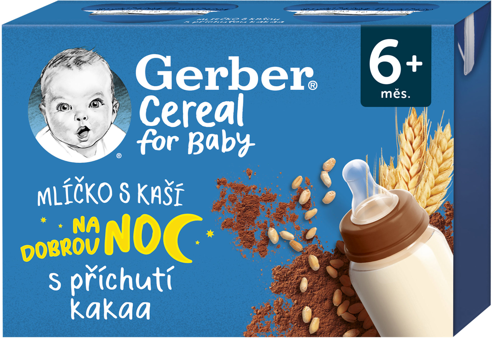 GERBER Cereal mliečko s kašou s príchuťou kakaa 2× 200 ml