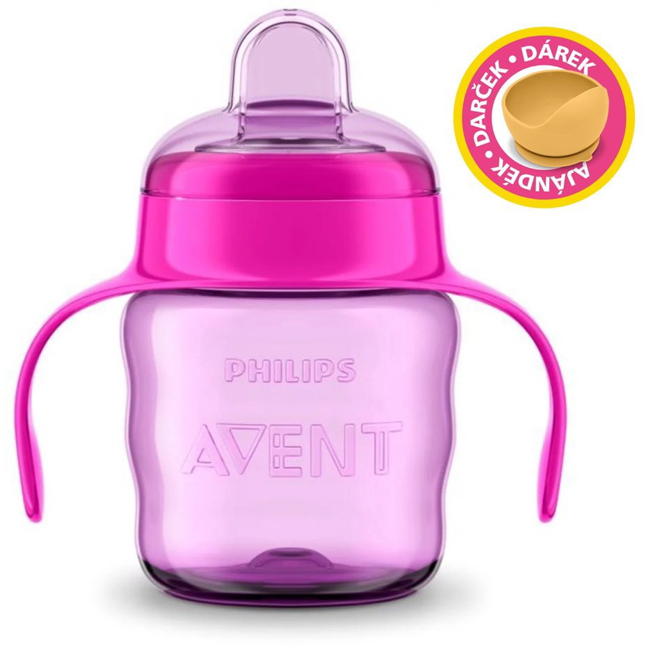 Philips AVENT Hrnček na prvé dúšky Classic 200 ml dievča + darček Petite & Mars miska 6m+