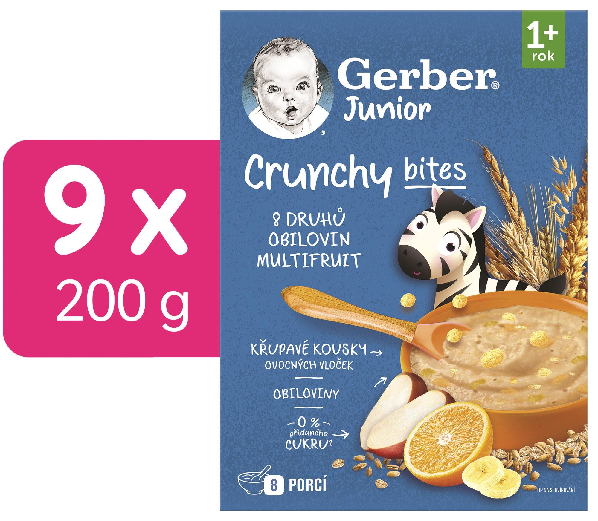 GERBER Junior nemliečna kaša ovocná s chrumkavými kúskami 9× 200 g