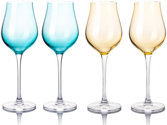 B.BOHEMIAN DION Sada pohárov na prosecco 250 ml Mix Blue and Yellow 4 ks