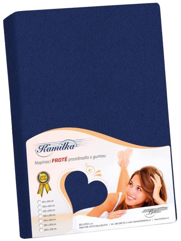 BELLATEX Froté plachta na posteľ 180 × 200, námornícky modrá