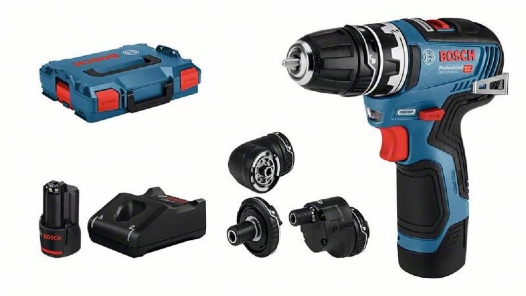 BOSCH Aku vŕtačka GSR 12V-35 FlexiClick (2× 3.0 Ah, 3 nadstavce, L-Boxx) 0.601.9H3.000