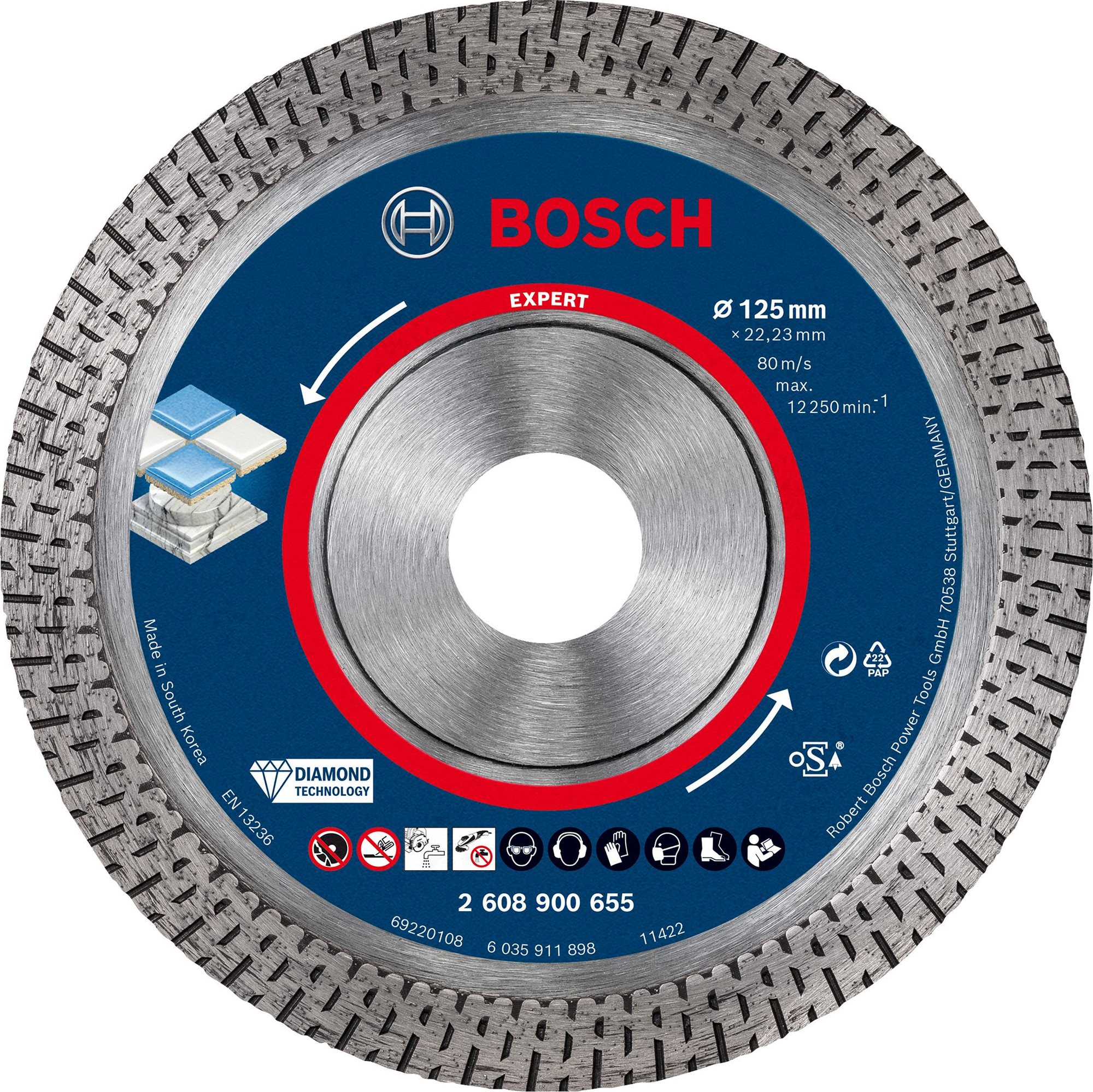 Bosch Diamantový rezný kotúč EXPERT HardCeramic 125 × 22,23 × 1,4 × 10 mm 2.608.900.655