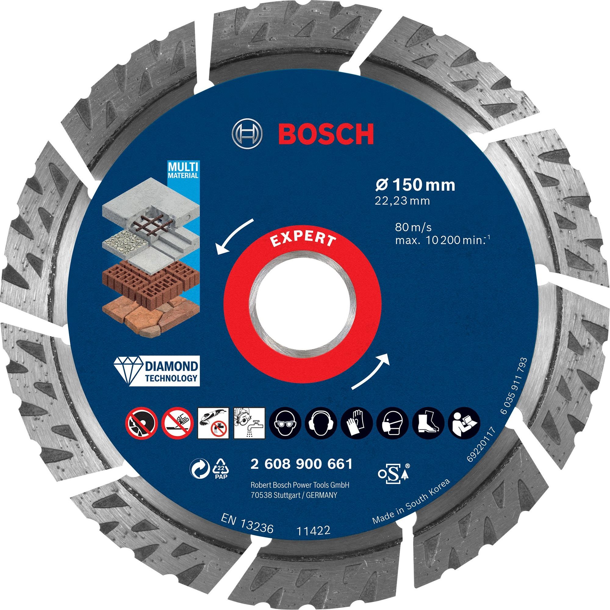 Bosch Diamantový rezný kotúč EXPERT MultiMaterial 150 × 22,23 × 2,4 × 12 mm 2.608.900.661