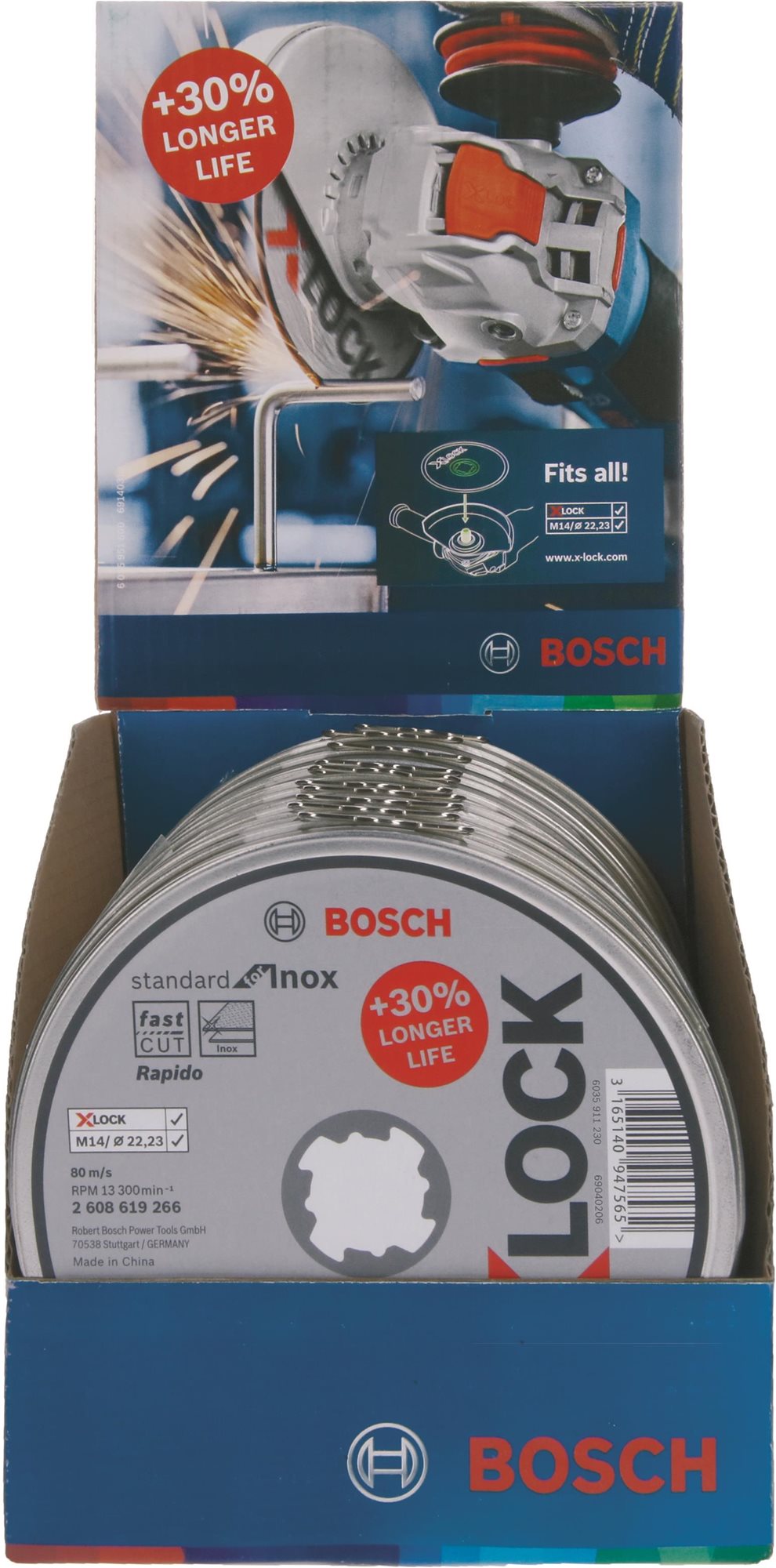 BOSCH Plochý rezný kotúč Standard for Inox systému X-LOCK, 10 × 115 × 1 × 22,23 mm 2.608.619.266