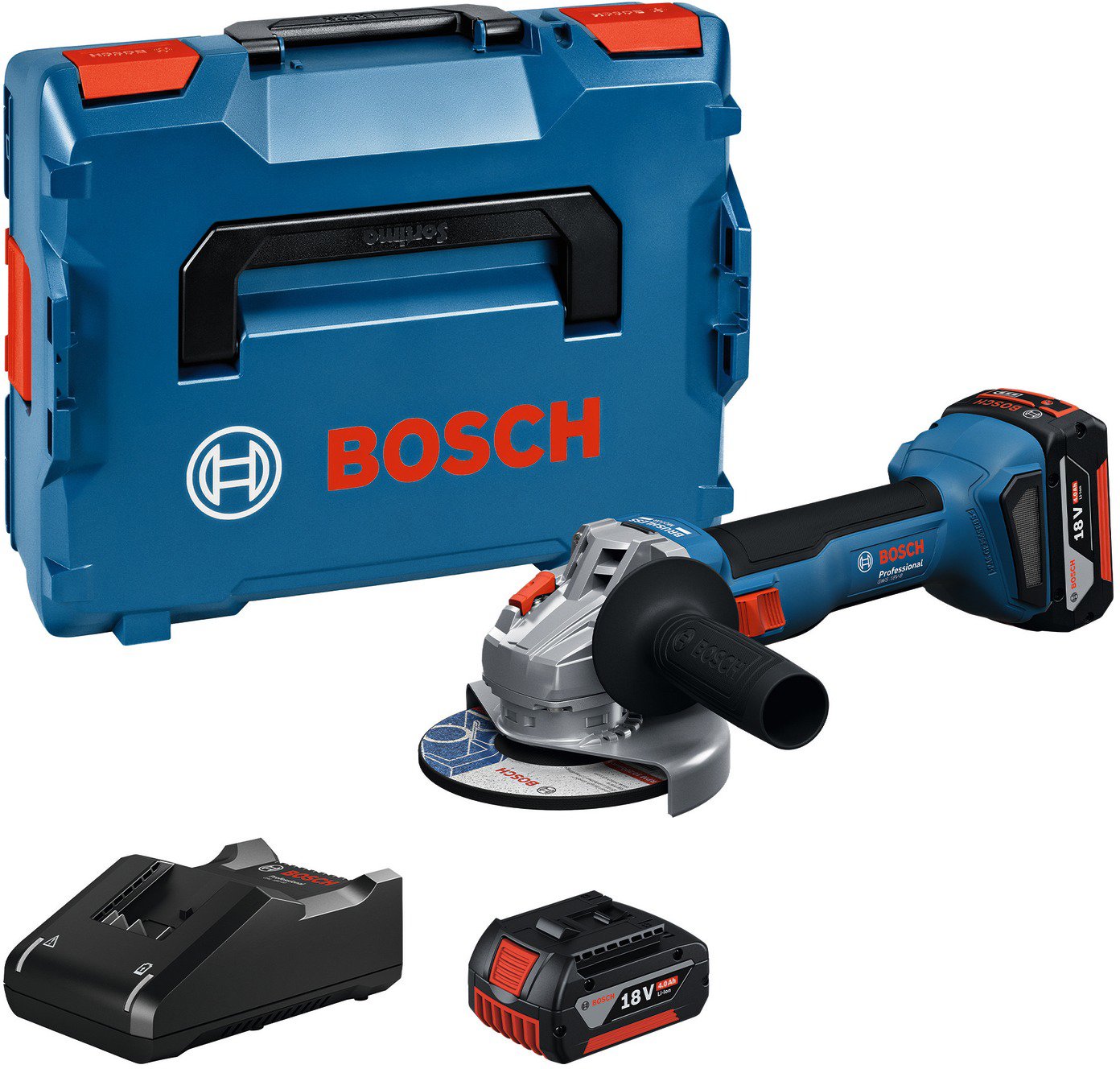 BOSCH Professional Uhlová brúska AKU 125 mm s kufrom GWS 18V-8, 0.601.9N9.002 (2× 4 Ah)