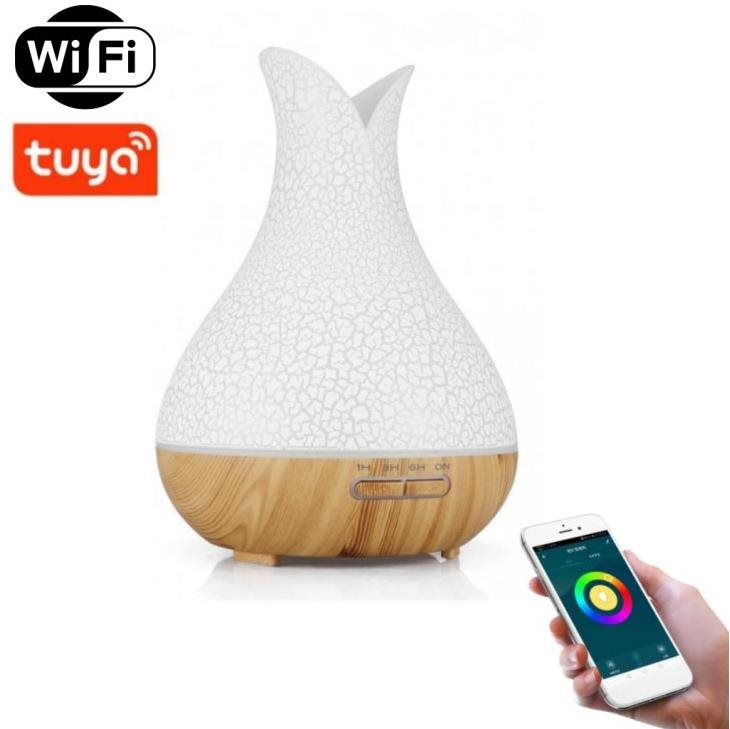 BOT Smart aróma difuzér B5 - biela a svetlohnedé drevo 400 ml
