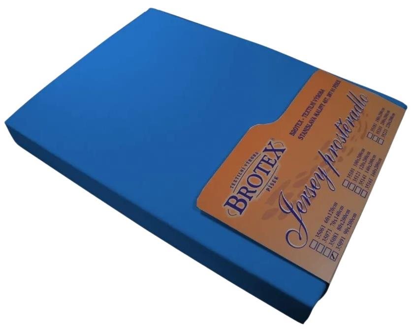 Brotex Jersey plachta na posteľ tmavomodrá, 180 × 200 cm dvojlôžko