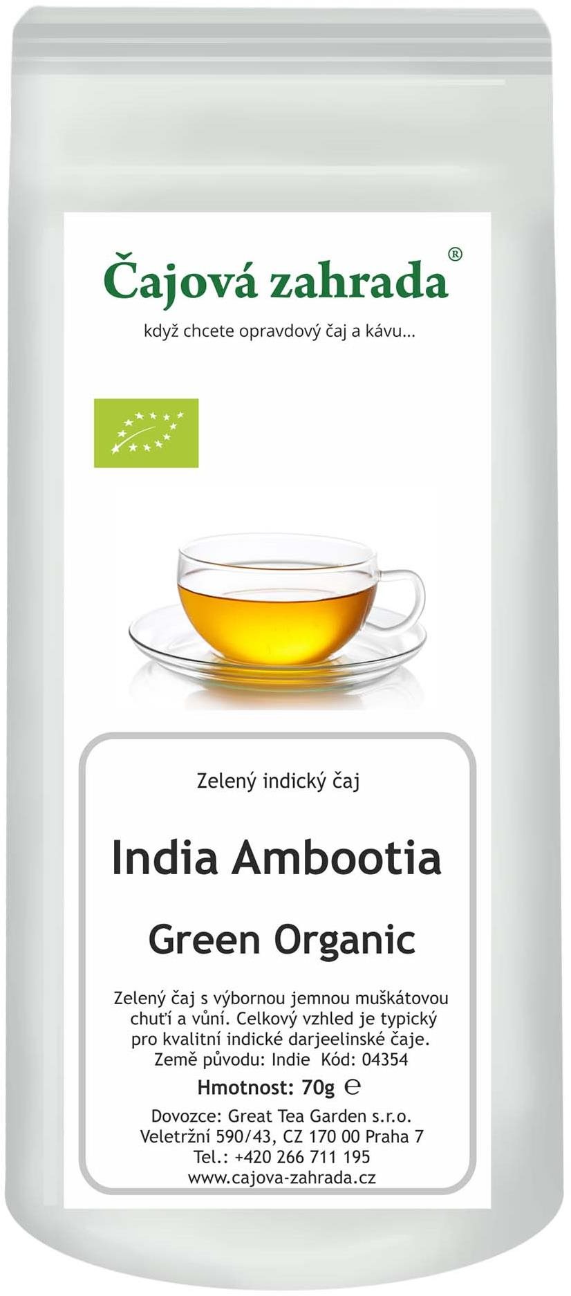 Čajová záhrada – India Darjeeling Ambootia Green Organic – zelený čaj, 500 g