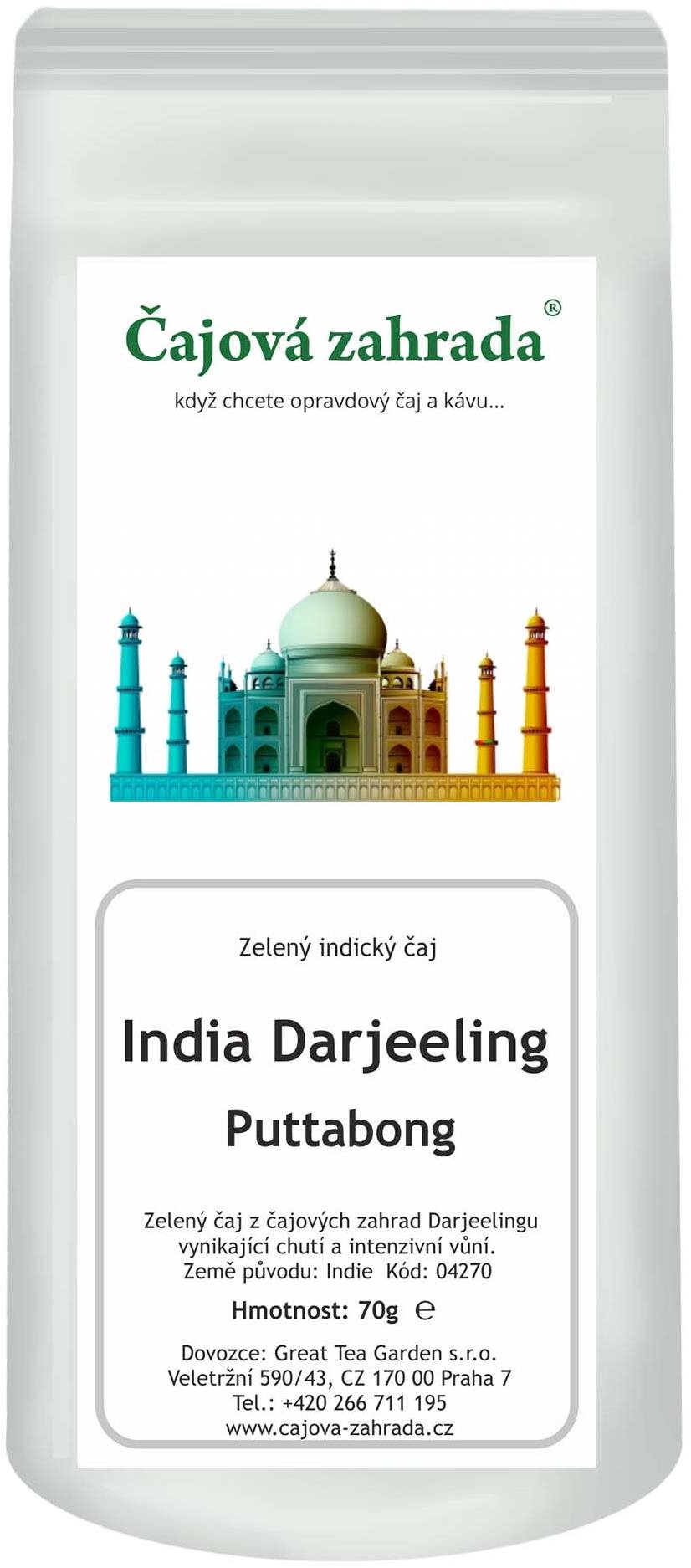 Čajová záhrada – India Darjeeling Puttabong Green – zelený čaj, 500 g