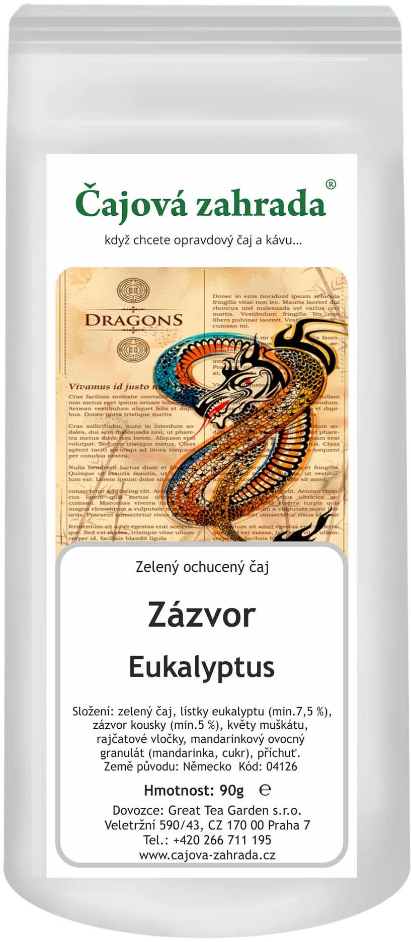 Čajová záhrada – Zázvor & Eukalyptus – zelený ochutený čaj, 90 g