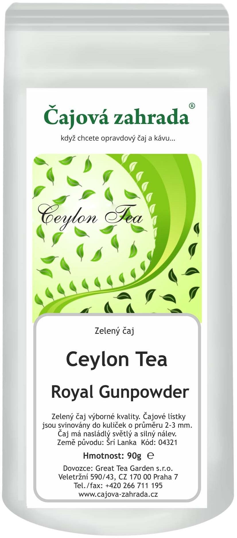 Čajová záhrada – Ceylon Royal Gunpowder – zelený čaj, 500 g