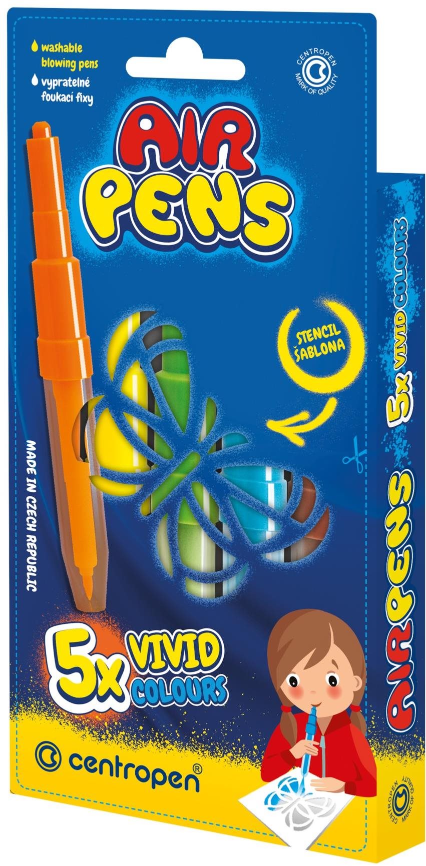 CENTROPEN Air Pens 1 500, fúkacie, vivid colours, balenie 5 ks