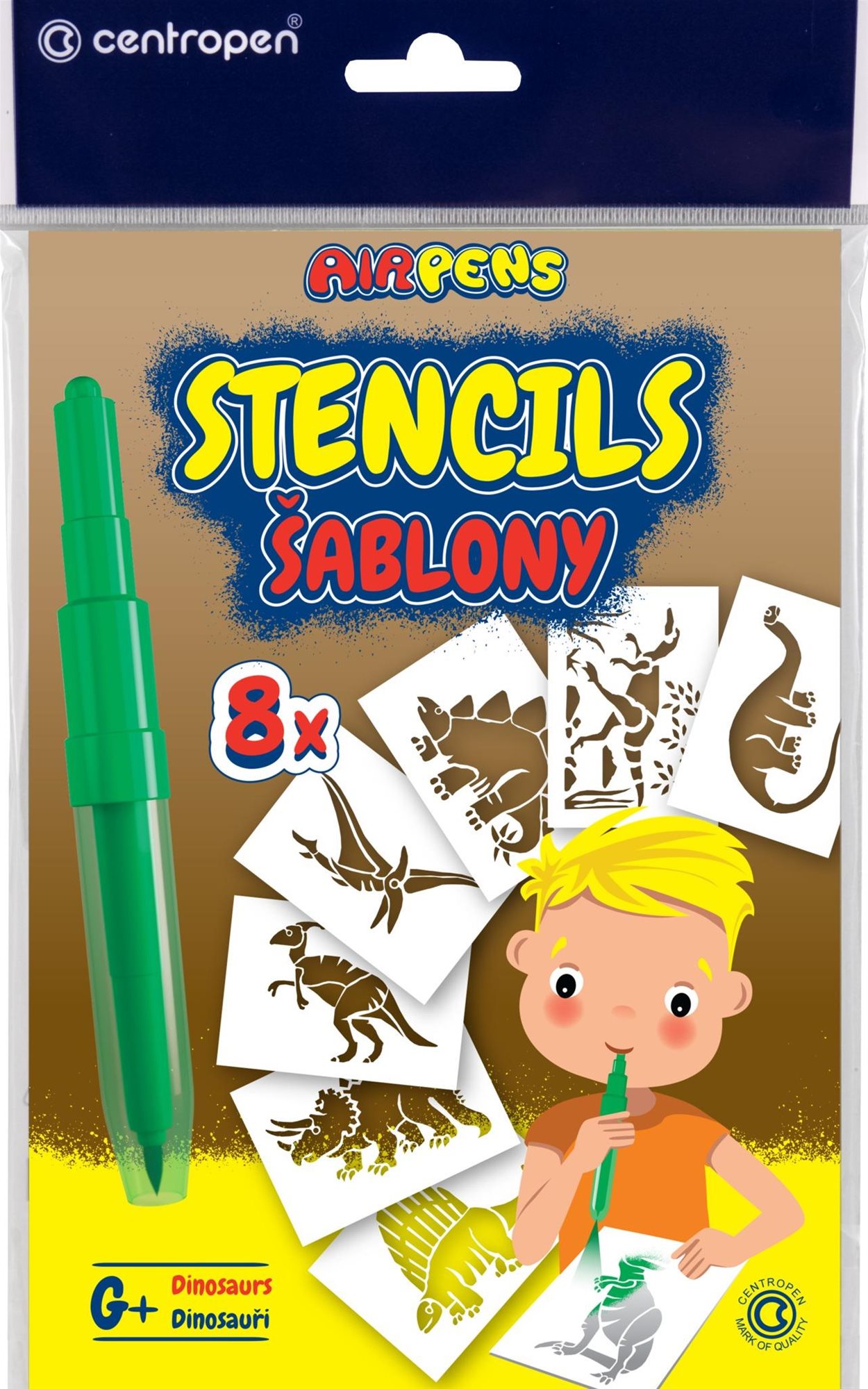 CENTROPEN šablóny k fúkacím fixkám 9996 G + dinosaury
