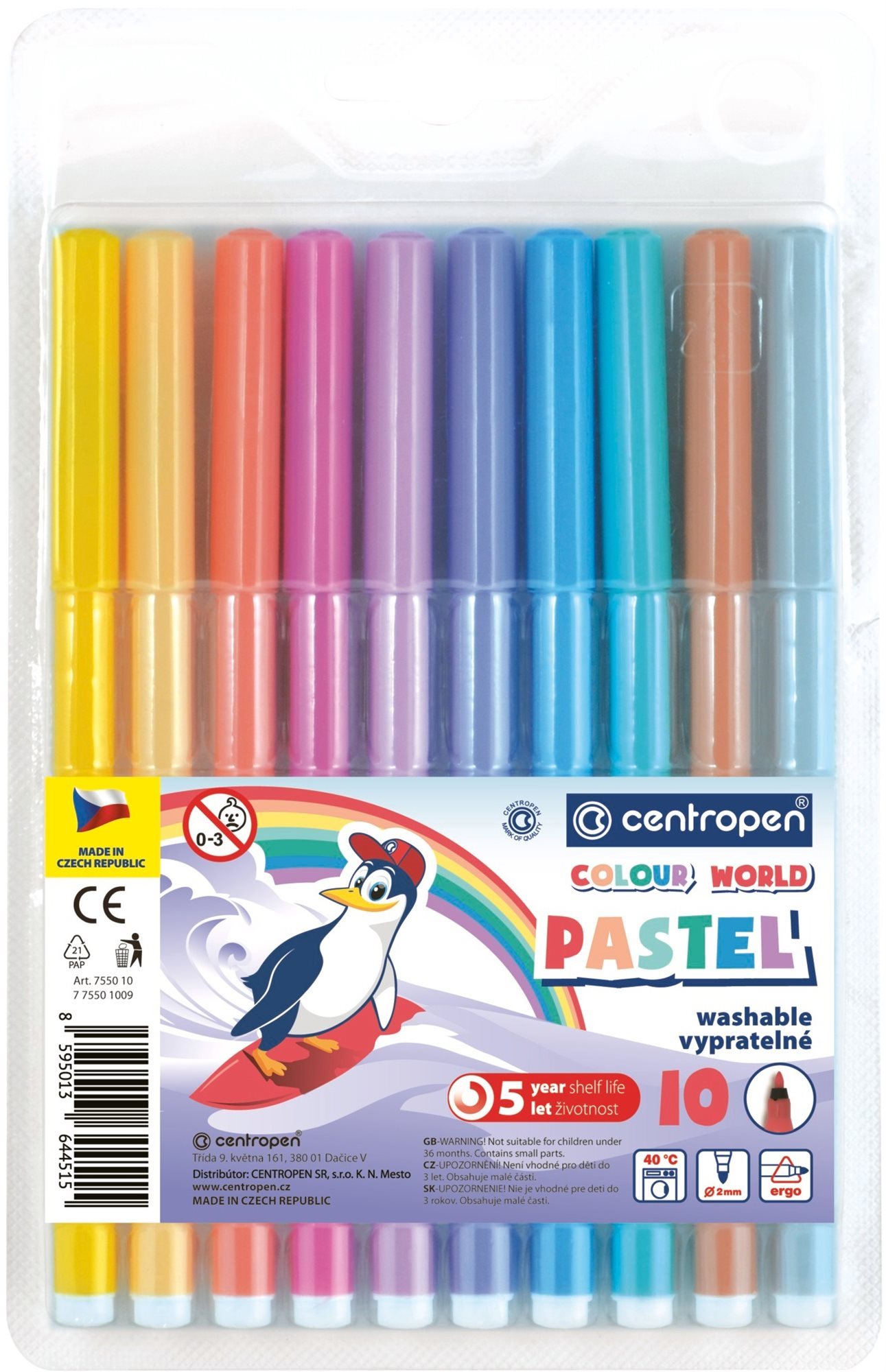 Centropen popisovač 7550/10 Colour World pastel