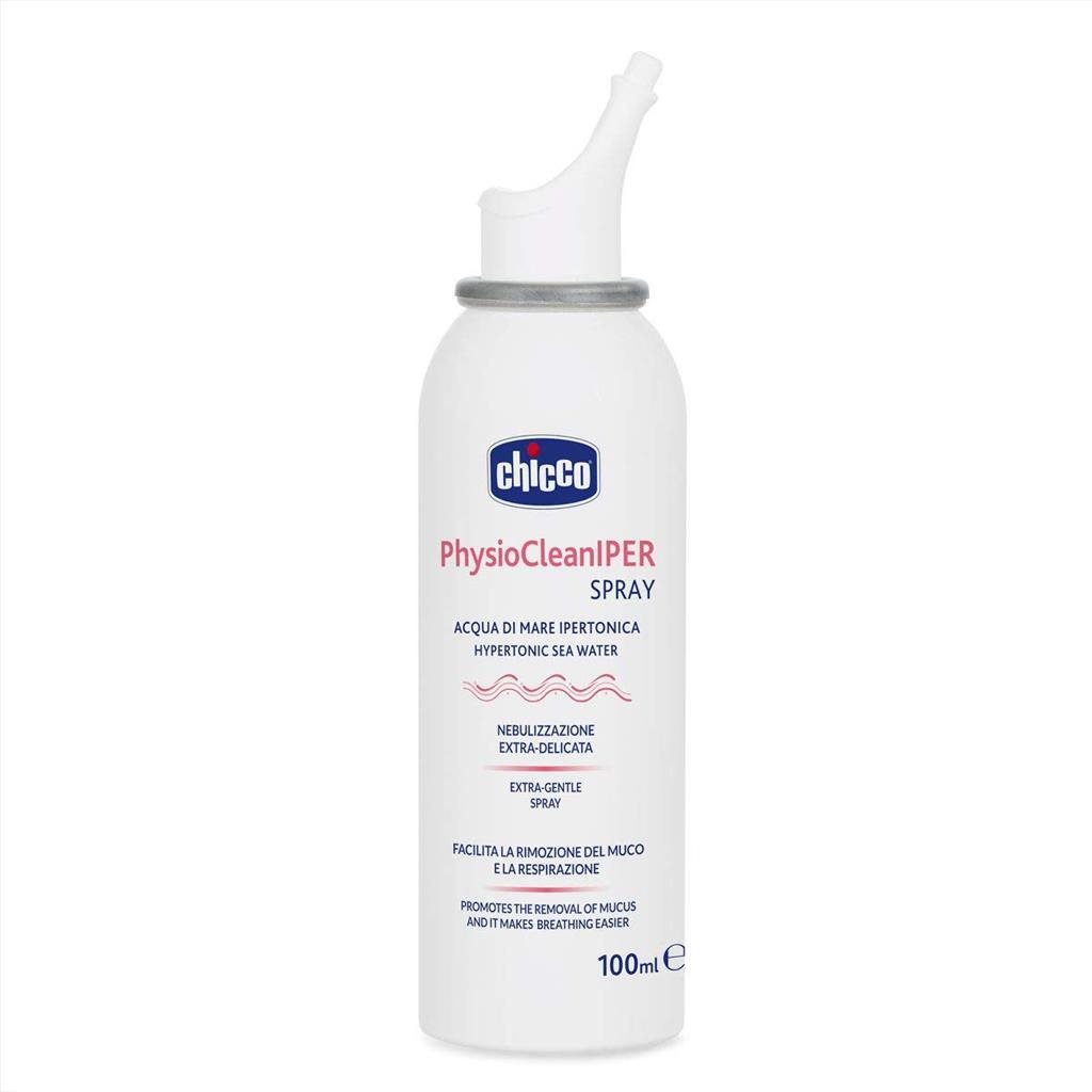 CHICCO Sprej do nosa hypertonický s morskou vodou PhysioCleanIPER na upchatý nos 100 ml, 12m+