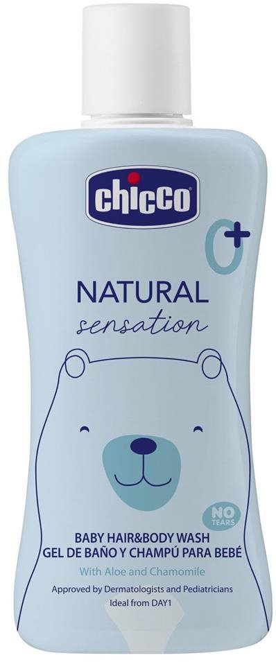CHICCO Šampón na vlasy a telo Natural Sensation s aloe a harmančekom 200 ml, 0 mes.+