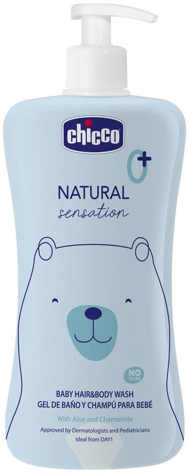 CHICCO Šampón na vlasy a telo Natural Sensation s aloe a harmančekom 500 ml, 0 mes.+