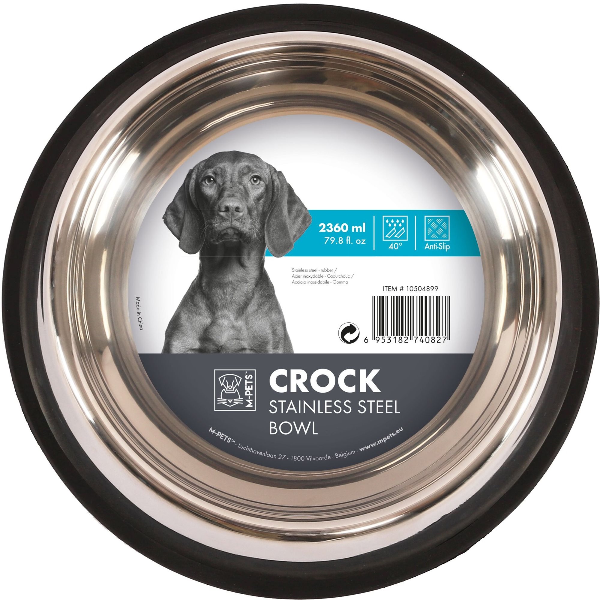M-Pets Crock Miska antikorová s gumou XXL 2,36 l