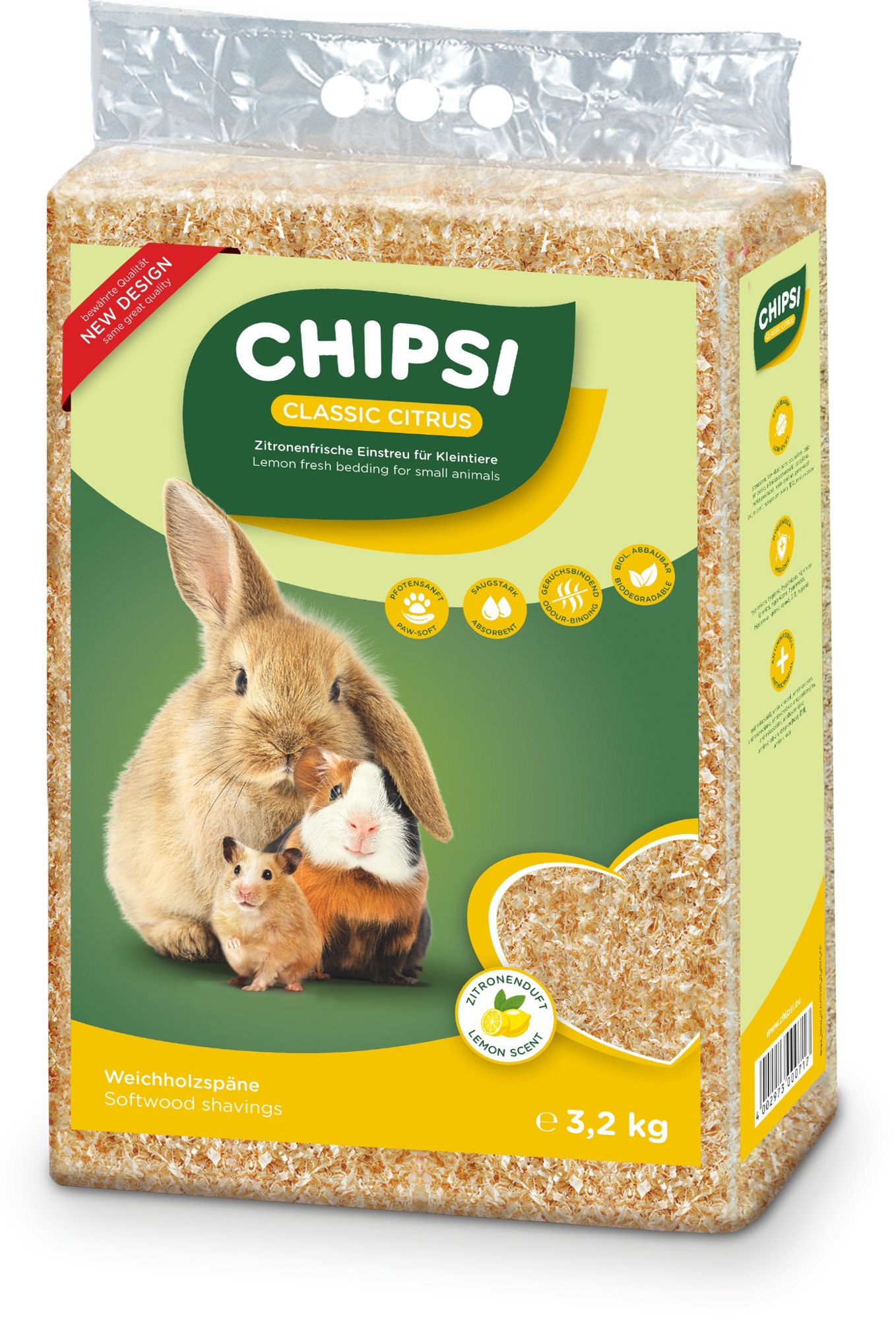 Chipsi Citrus vysoko absorpčná podstielka s čerstvou prírodnou vôňou 3,2 kg 60 l