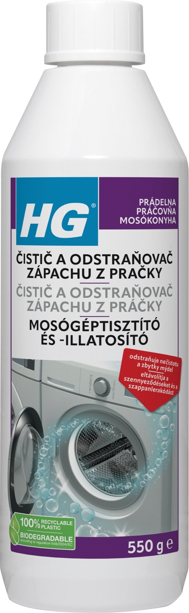 HG čistič a odstraňovač zápachu z práčky 550 g