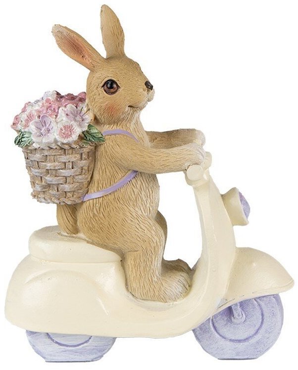 Clayre & Eef Veľkonočná dekorácia – Zajac na kolobežke, 14 cm