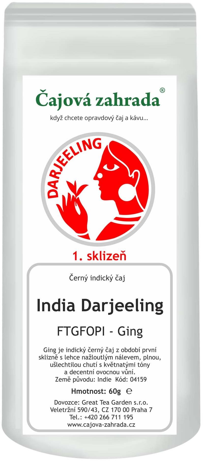 Čajová záhrada India Darjeeling FTGFOPI Ging – čierny čaj, 60 g