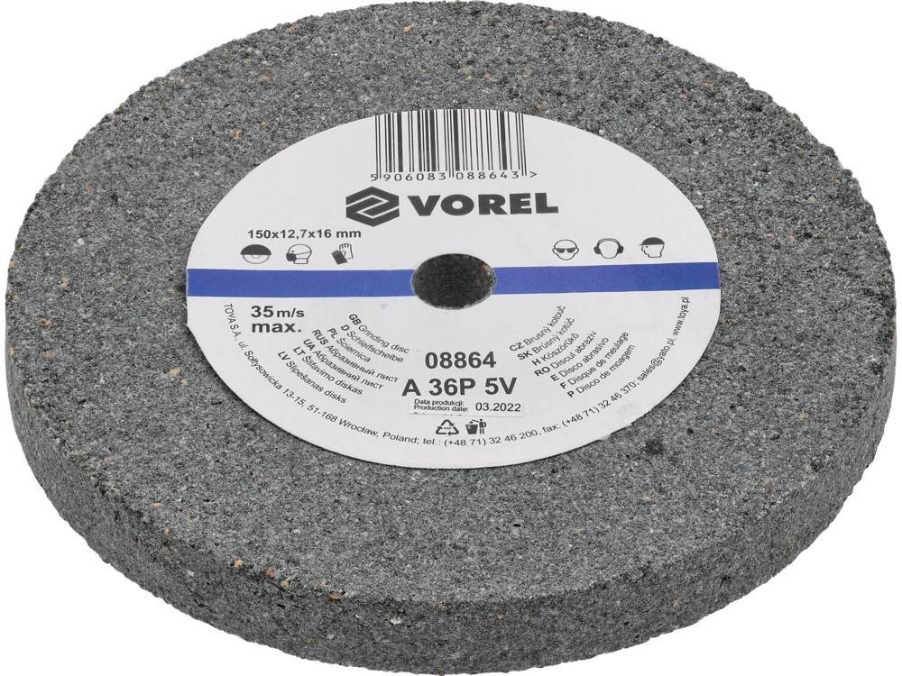 VOREL Kotúč brúsny 150 × 12 × 15 mm hrubý do stolovej brúsky